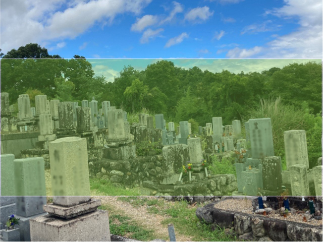 奈良にある大淀町下渕共同墓地の墓地風景