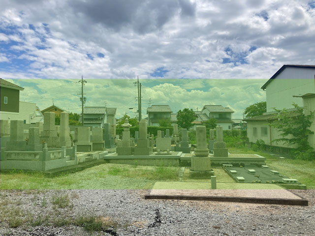 奈良にある城殿町墓地の墓地風景