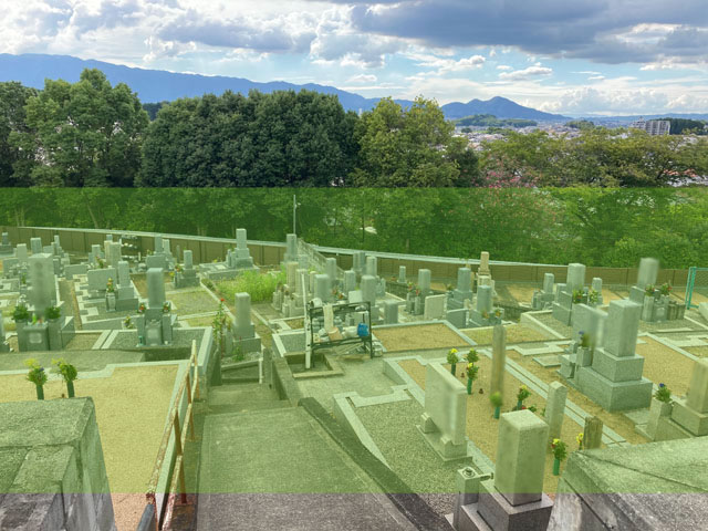 奈良にある見瀬町共同墓地の墓地風景