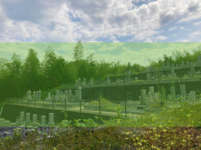奈良にある御厨子観音霊園の墓地風景