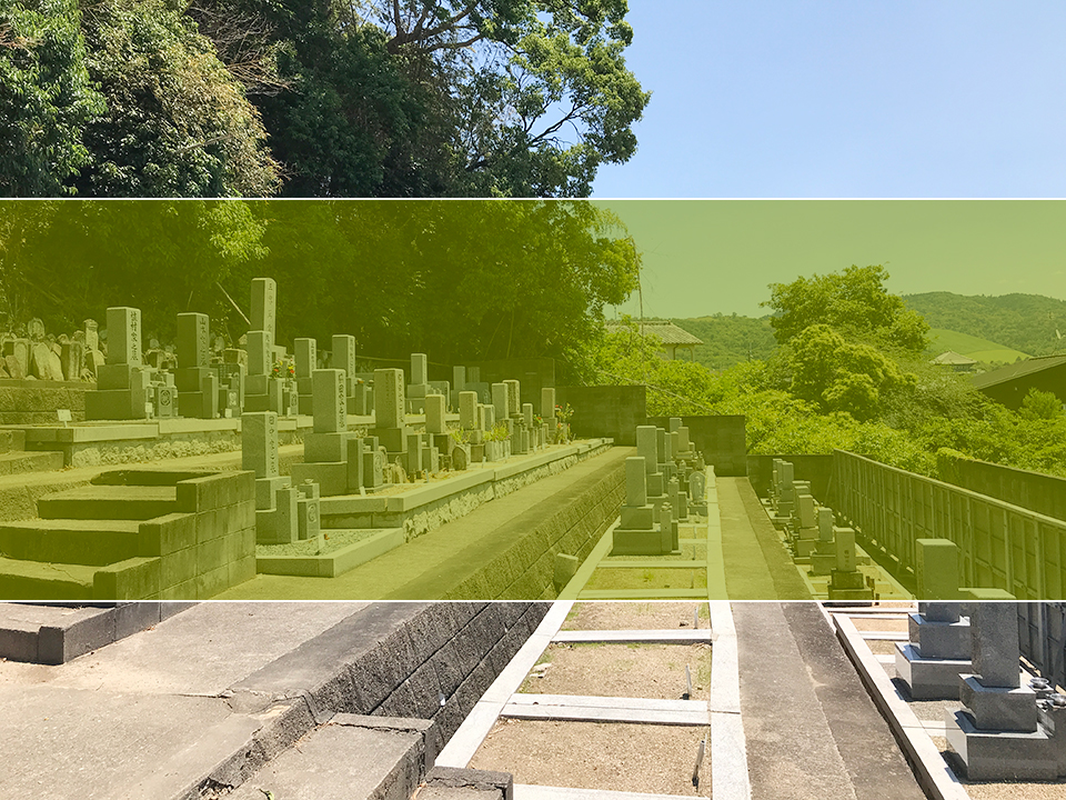 奈良にある法蓮墓地（西）の墓地風景