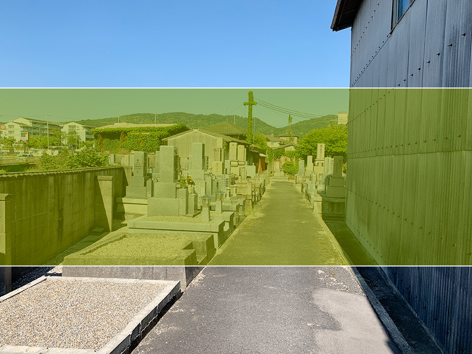 奈良にある梅園町自治会墓地の墓地風景