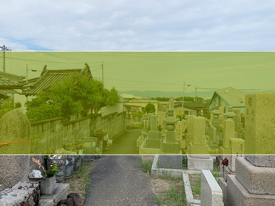 奈良にある沢墓地の墓地風景