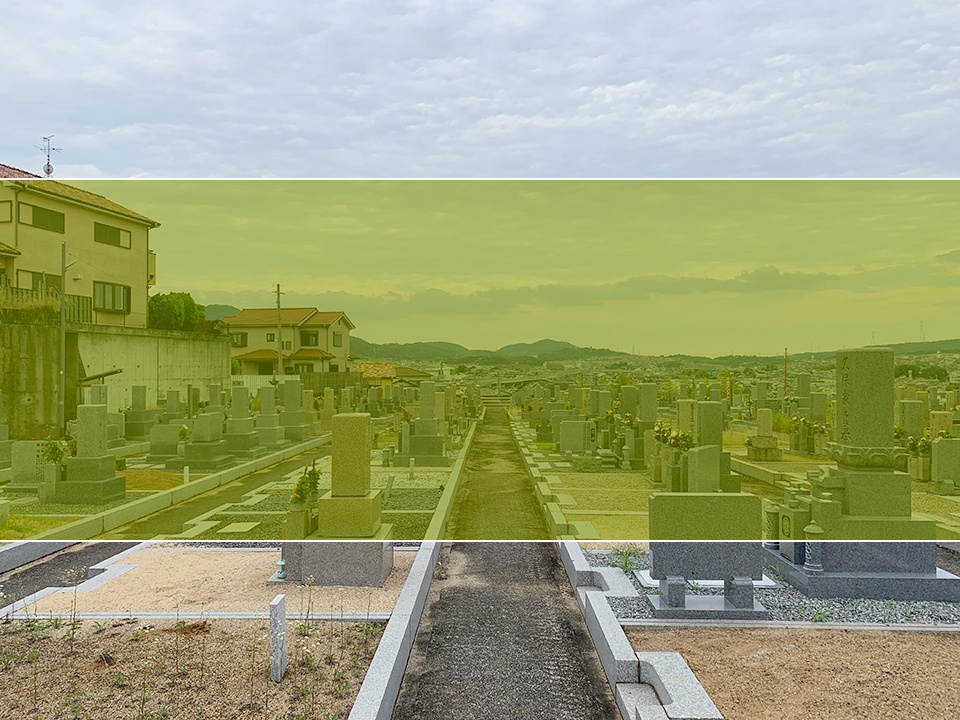 奈良にある下田地区共同墓地の墓地風景