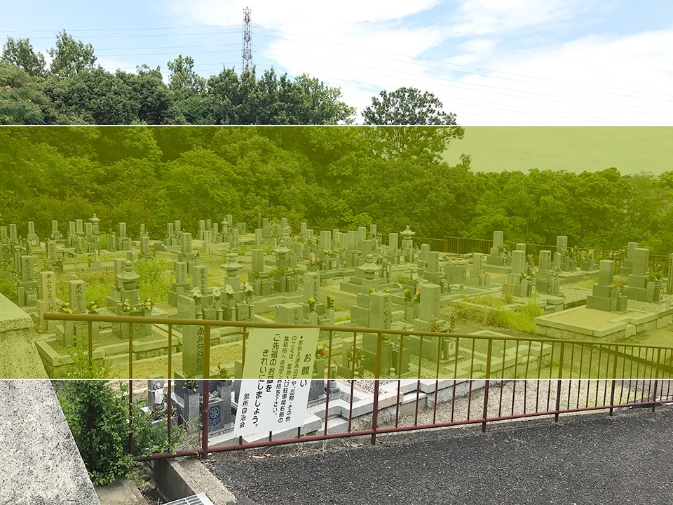 奈良にある別所墓地の墓地風景
