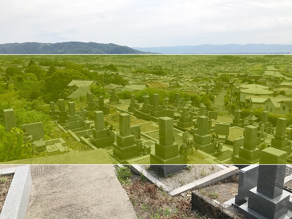 奈良にある城山台墓地の墓地風景