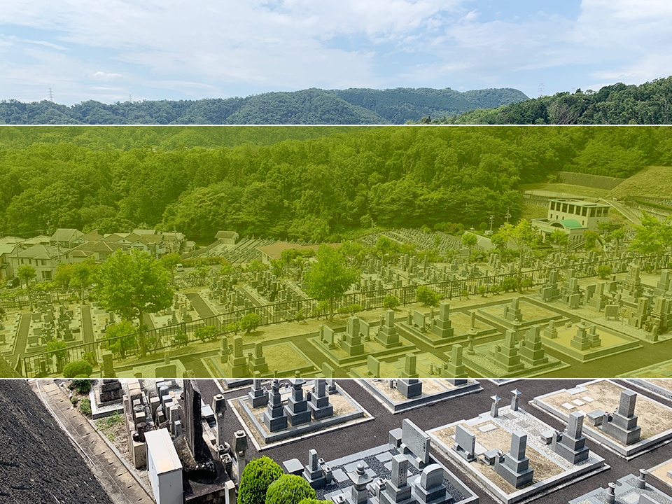 奈良にある町営竜の子霊園の墓地風景