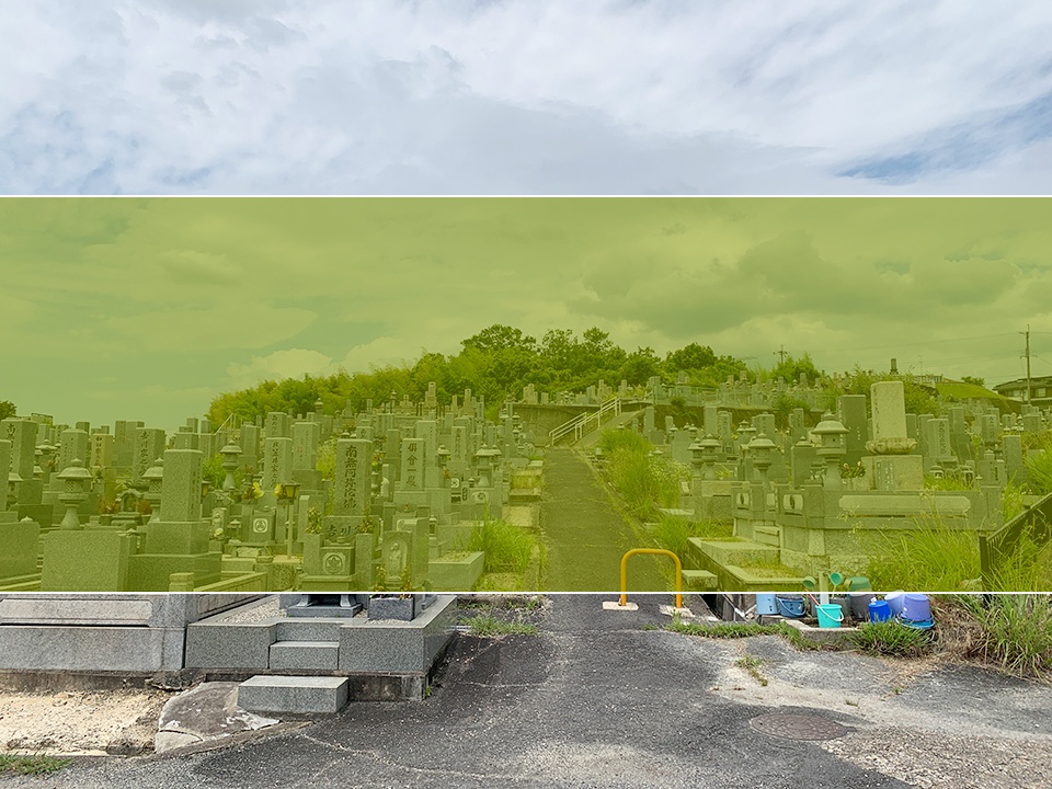 奈良にある町営北上牧墓地の墓地風景