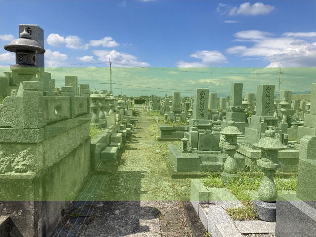 奈良にある大久保町墓地の墓地風景
