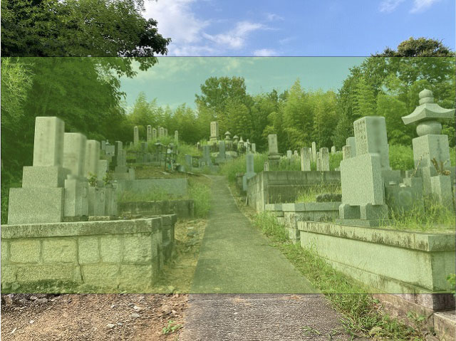 奈良にある香ノ浦墓地の墓地風景