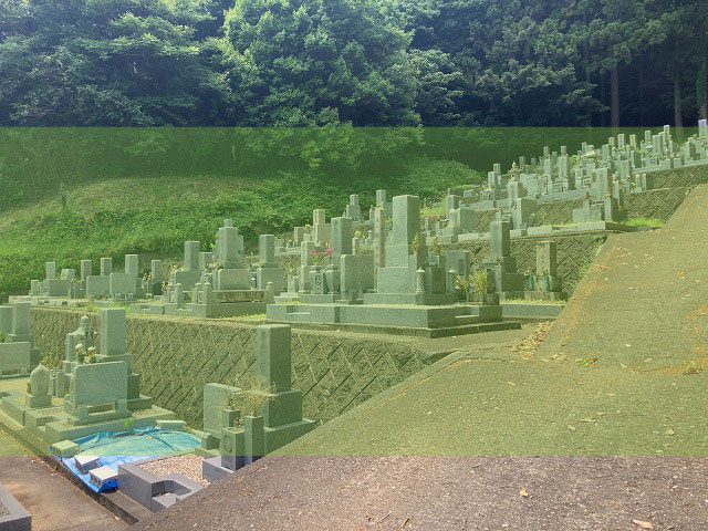 奈良にある古瀬区墓地の墓地風景