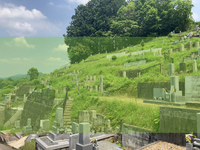 奈良にある呑谷墓地の墓地風景